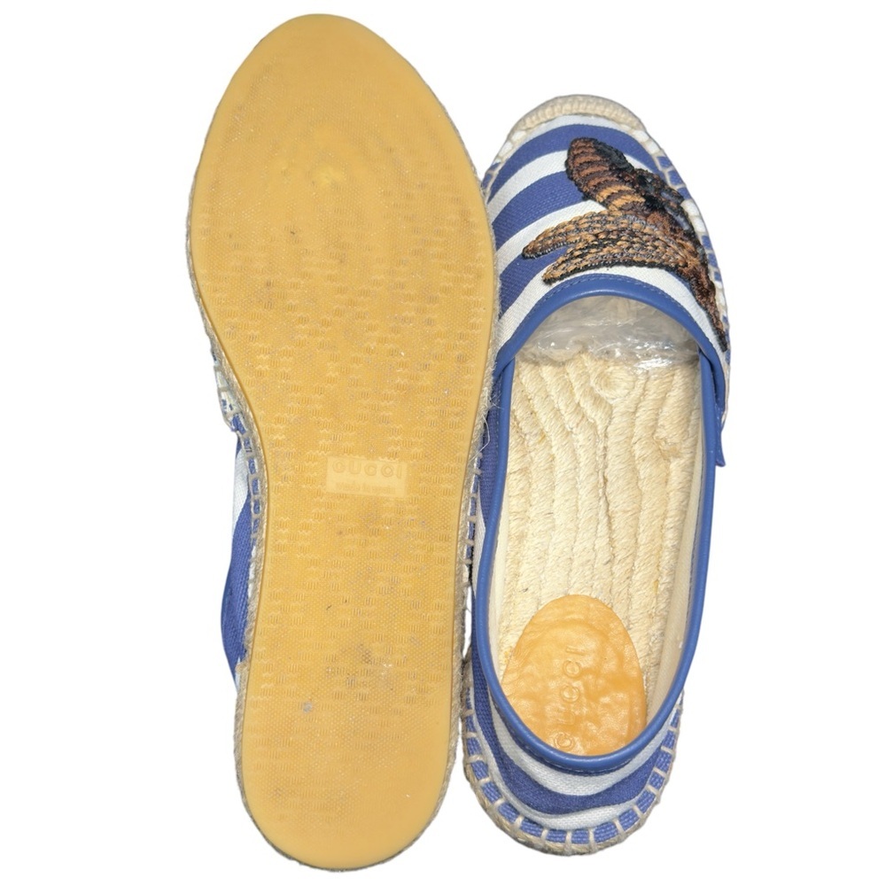 Gucci Striped Canvas Yacht Beach Luxury Resort Espadrilles With Logo Embroidered - Picture 9 of 16